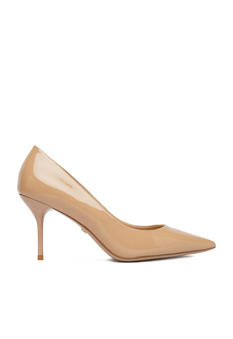 Pantofi dama,  toc ascutit, bej, piele naturala,