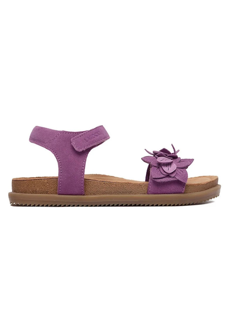 Sandale fete,  piele intoarsa, violet, sistem inchidere Velcro