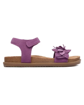 Sandale fete,  piele intoarsa, violet, sistem inchidere Velcro