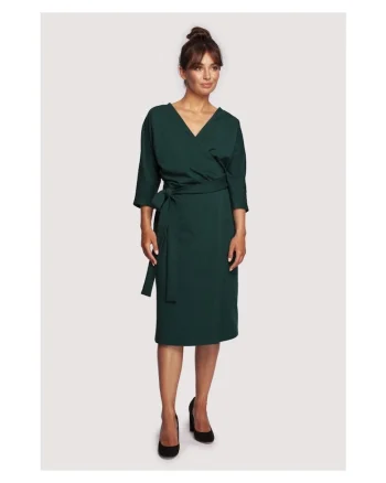 Rochie midi pentru femei Loni B241 verde inchis