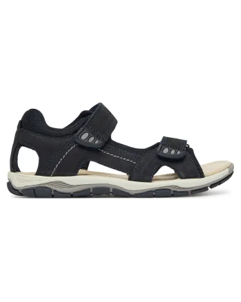 Sandale baieti,  piele nabuc, bleumarin, sistem inchidere Velcro