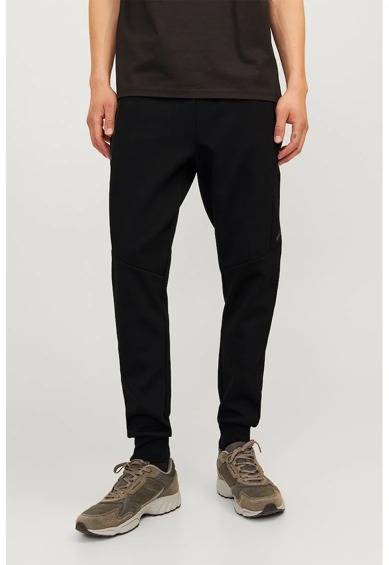 Pantaloni uni de trening cu snur, Negru
