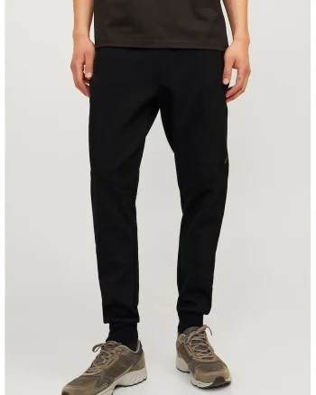 Pantaloni uni de trening cu snur, Negru
