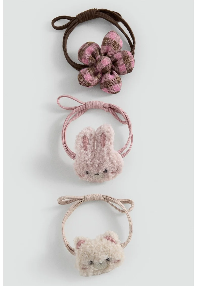 Set de 3 elastice de par, Maro deschis