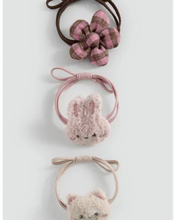 Set de 3 elastice de par, Maro deschis