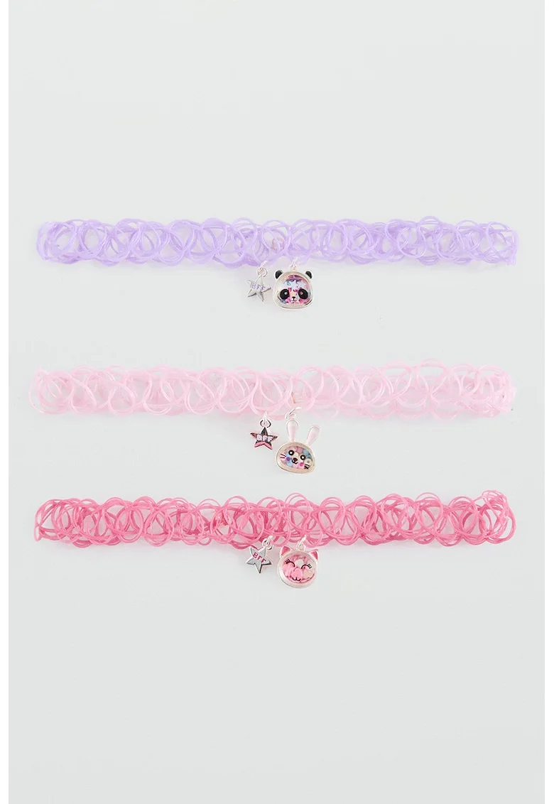 Set de 3 chokere, Lila/Roz prafuit