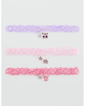 Set de 3 chokere, Lila/Roz prafuit