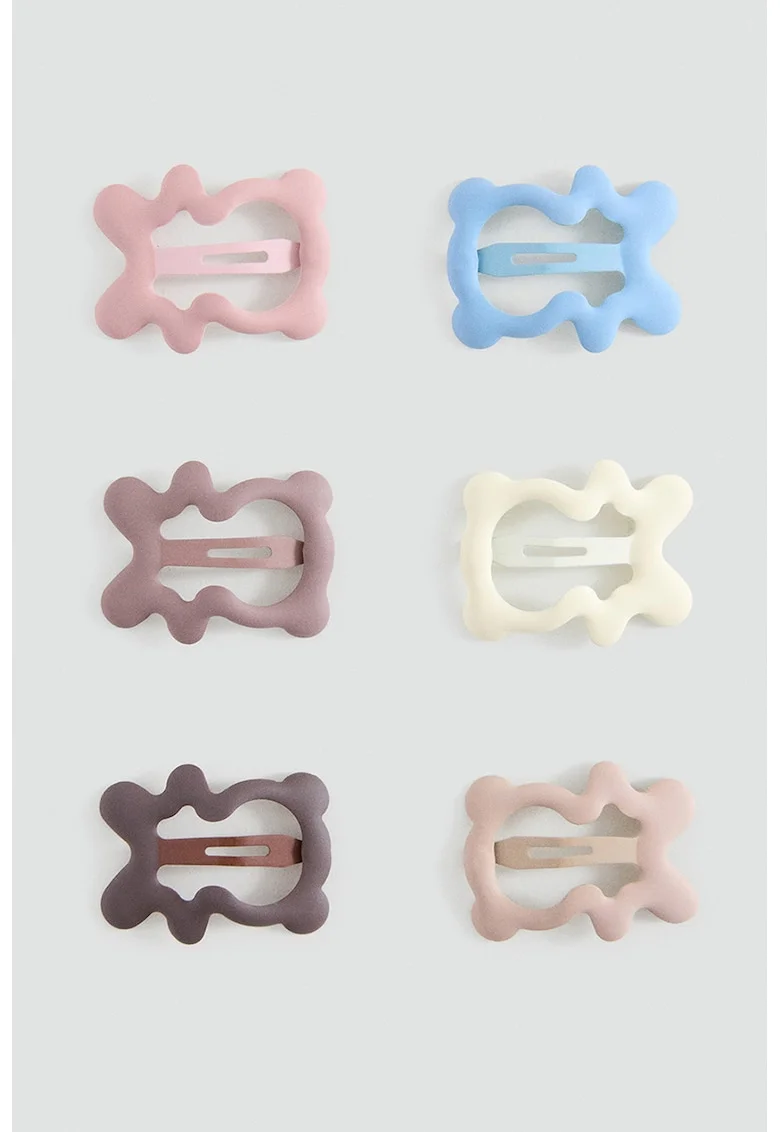 Set de 6 agrafe de par in forma de urs, Maro/Albastru azur