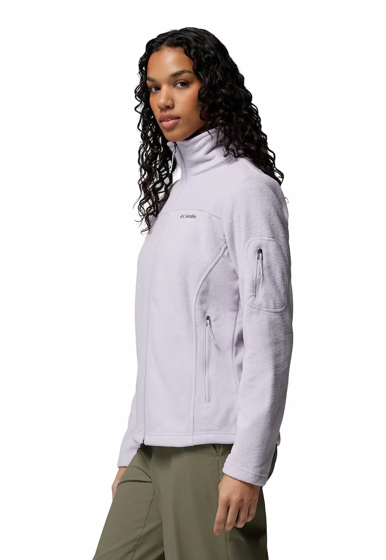 Bluza din fleece cu fermoar pentru trekking Fast Trek II, Negru/Liliac prafuit