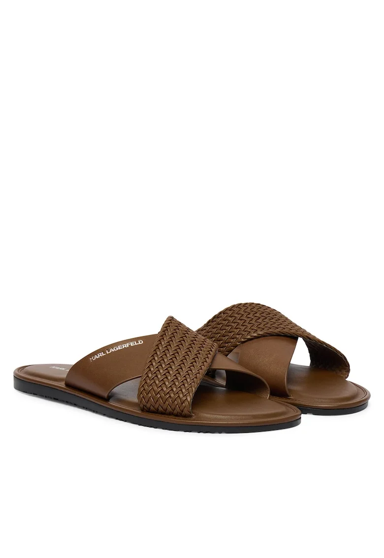 Slapi barbat,  piele naturala, maro