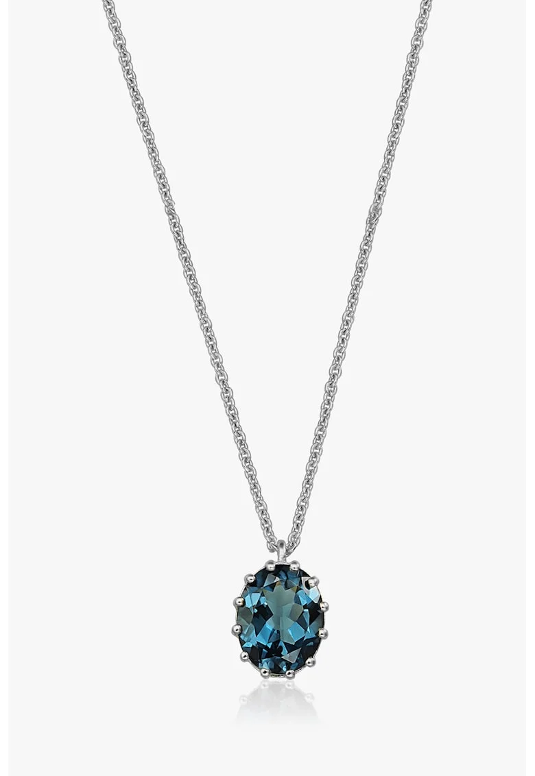 Colier din argint veritbail 925 cu topaz Serene, Argintiu/Bleumarin