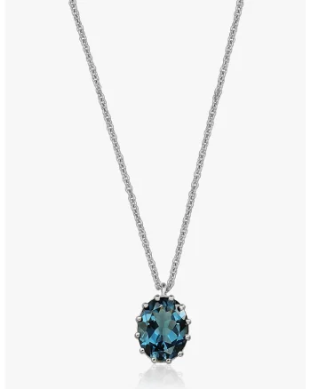 Colier din argint veritbail 925 cu topaz Serene, Argintiu/Bleumarin