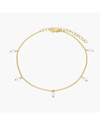 Bratara de picior din argint Golden Gem Droplet - Piatra Lunii