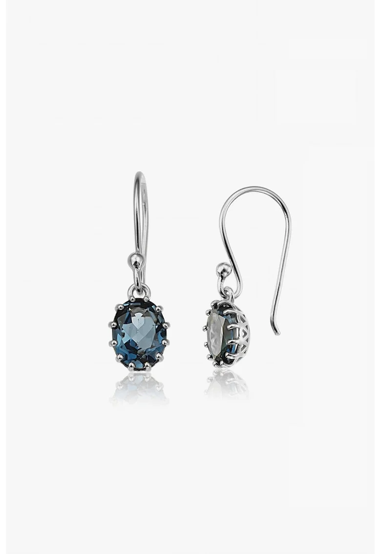 Cercei din argint veritabil 925 cu topaz Serene, Argintiu/Bleumarin