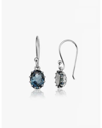 Cercei din argint veritabil 925 cu topaz Serene, Argintiu/Bleumarin