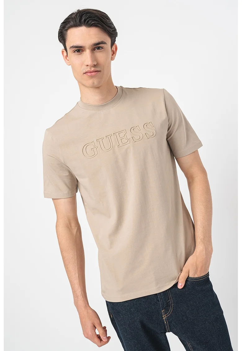 Tricou cu logo in relief, pentru antrenament, Grej