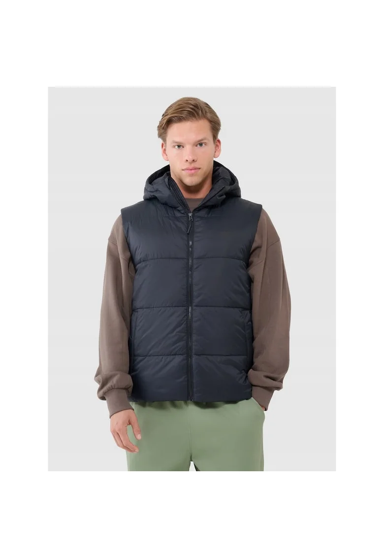 Vesta sport barbati,  sintetic, cu gluga, neagra
