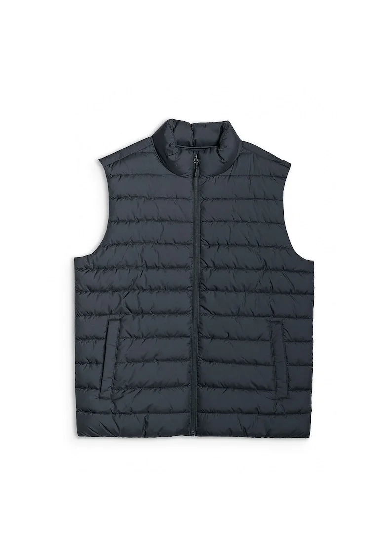 Vesta sport barbati  neagra, sintetic, guler inalt