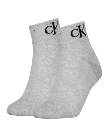 Set de 2 perechi de sosete scurte cu logo, Negru/Gri inchis melange