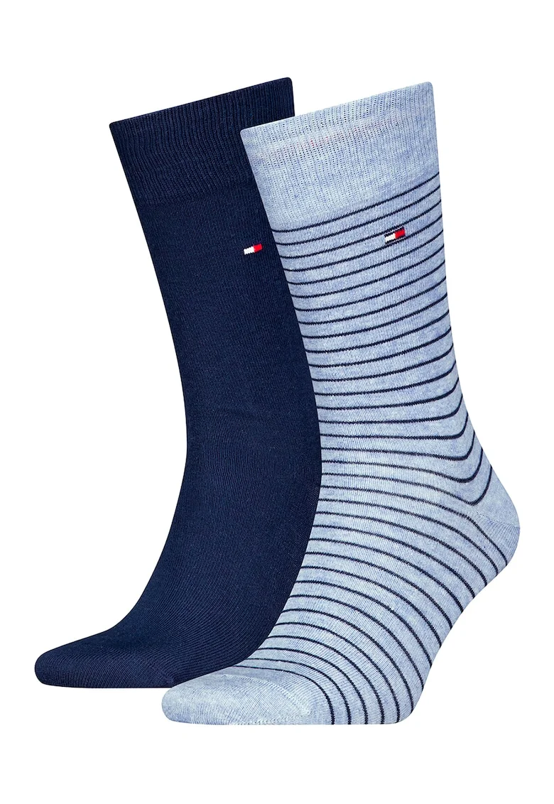 Set de 2 perechi de sosete lungi cu model dungi, Albastru glaciar/Bleumarin