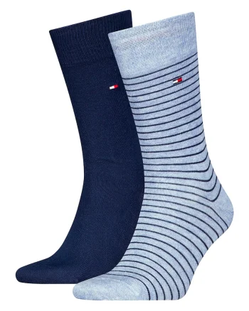 Set de 2 perechi de sosete lungi cu model dungi, Albastru glaciar/Bleumarin