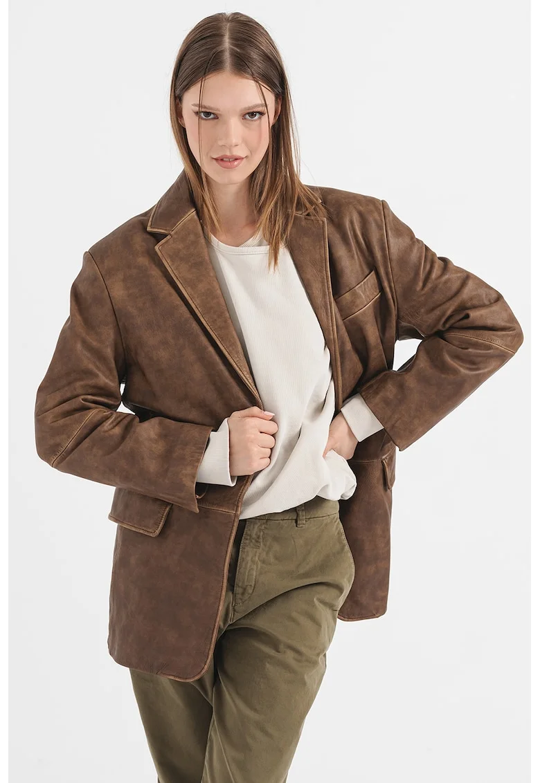 Jacheta de piele Lasabella, Caramel