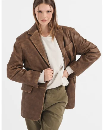 Jacheta de piele Lasabella, Caramel