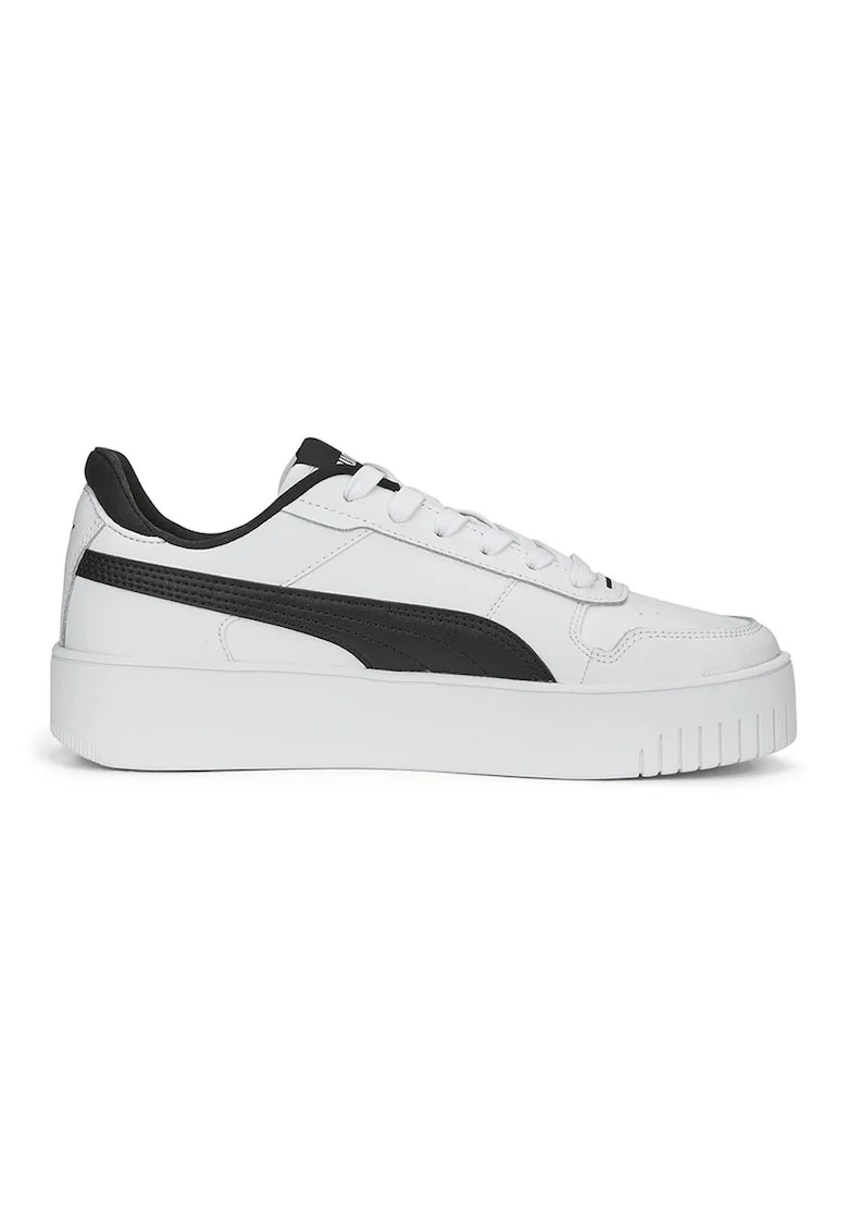Pantofi sport de piele si piele ecologica Carina Street, Negru/Alb optic