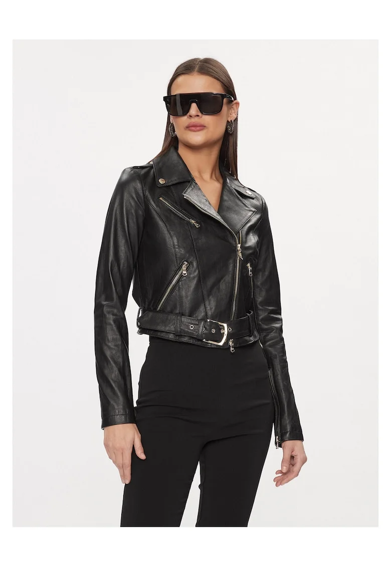 Geaca de piele,  neagra, dama,