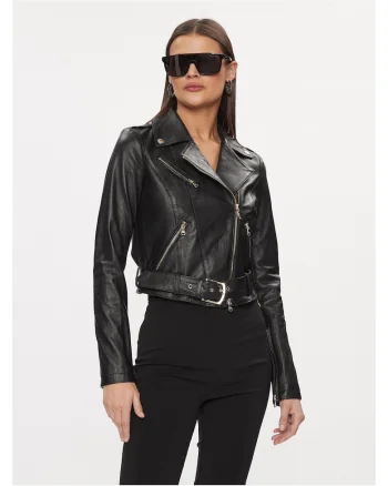 Geaca de piele,  neagra, dama,