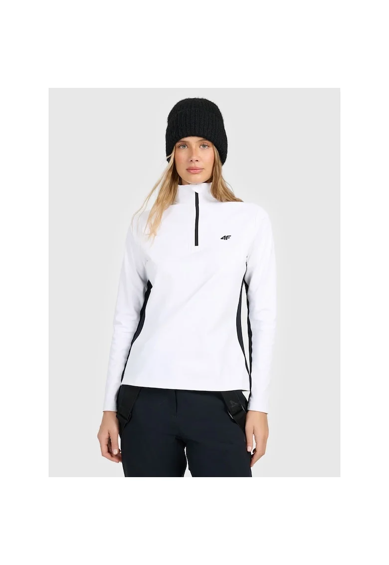 Bluza sport dama,  calda, alb, poliester, Alb/Negru