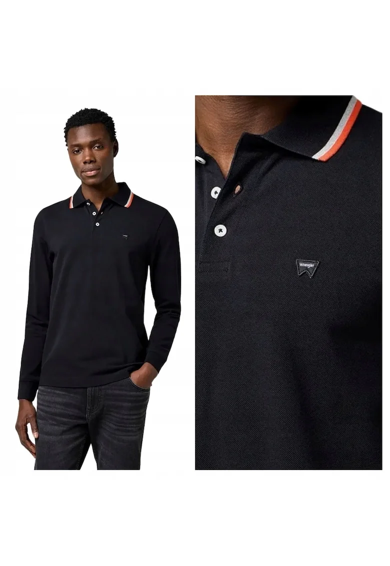 Tricou Polo Barbati,  LS Polo Shirt, Negru, Regular Fit, Bumbac, Design Clasic