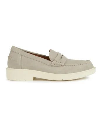 Pantofi loafer uni de piele intoarsa, Gri deschis