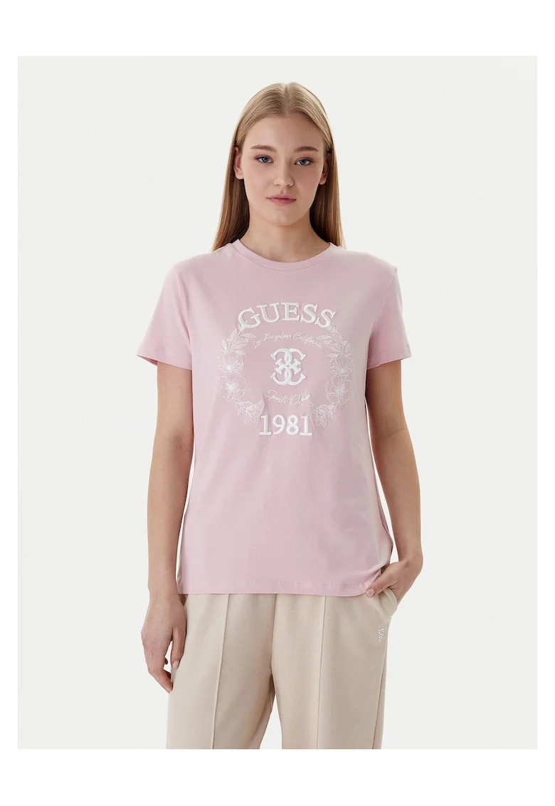 Tricou dama,  bumbac, roz, 95% bumbac, 5% elastan