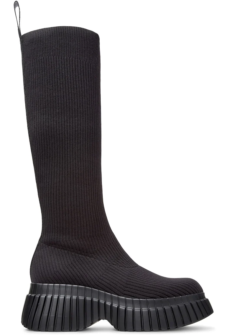 Cizme lungi de material textil Pix, Negru