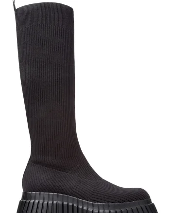 Cizme lungi de material textil Pix, Negru