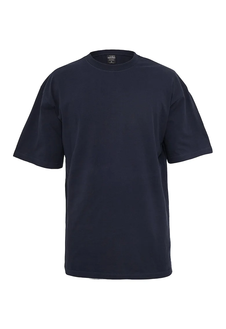 Tricou din bumbac cu decolteu la baza gatului, Bleumarin