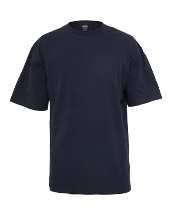Tricou din bumbac cu decolteu la baza gatului, Bleumarin