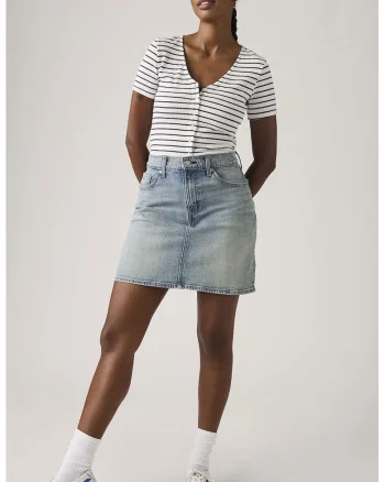 Fusta mini din denim, Albastru pal
