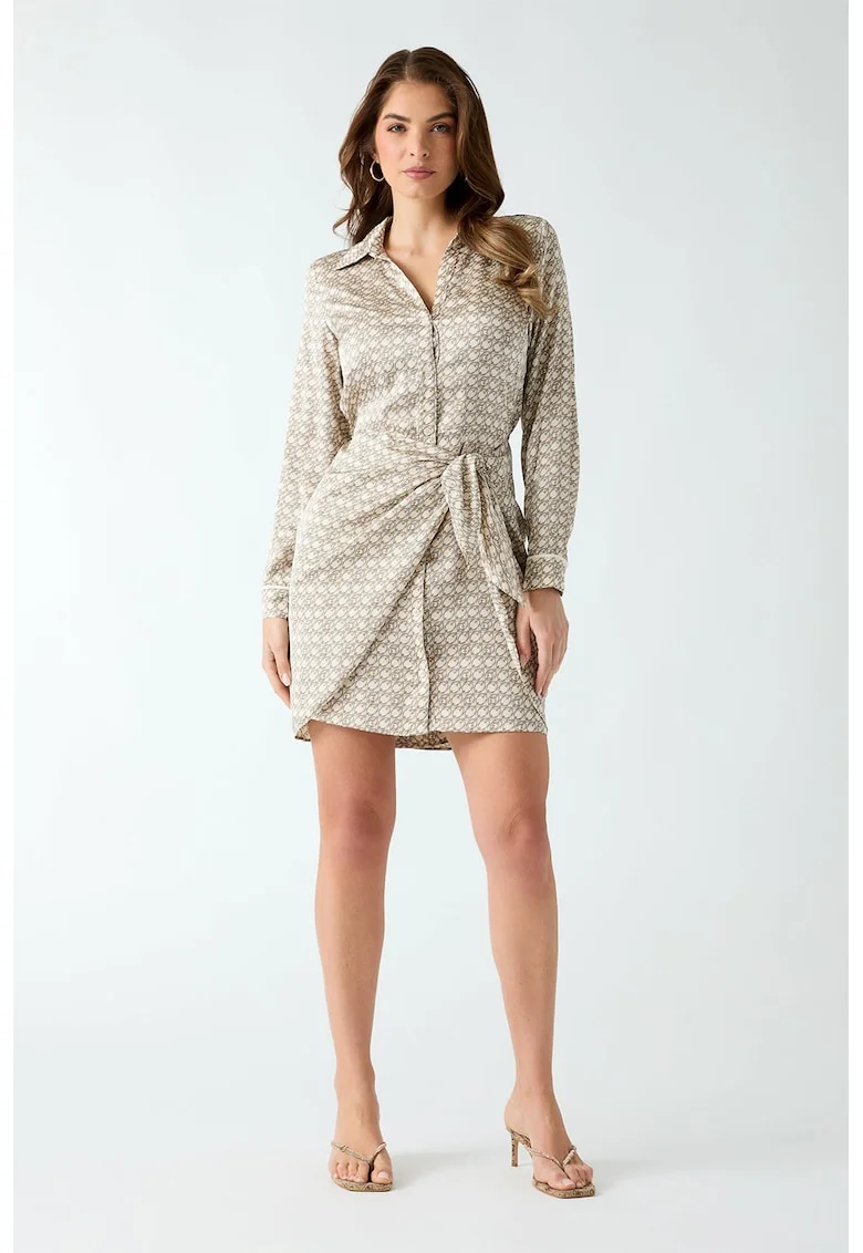 Rochie-camasa mini de satin cu model petrecut