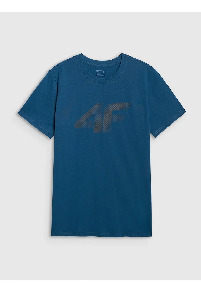 Tricou Barbati  Verde Azur, Bumbac Imprimeu, Sportstyle, Turcoaz