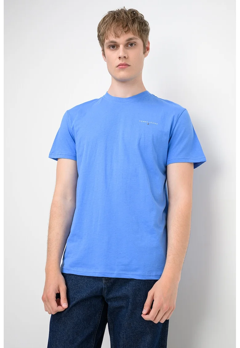 Tricou slim fit din bumbac cu logo discret