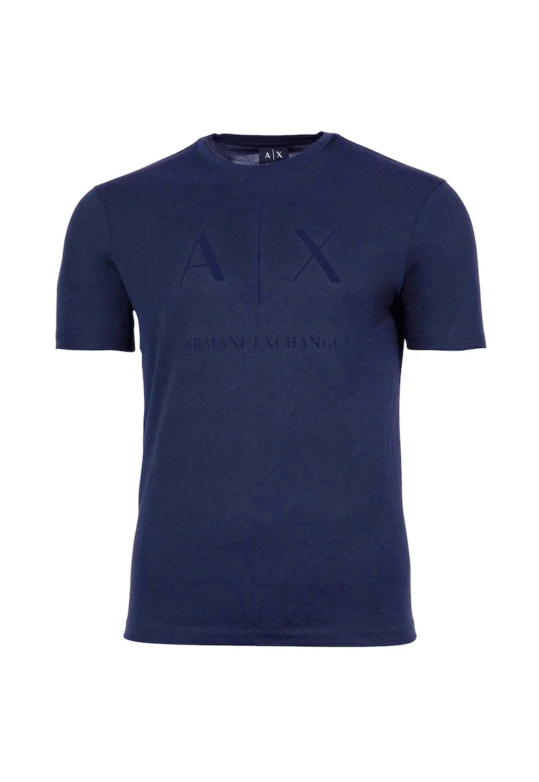Tricou slim fit de bumbac, Albastru stins