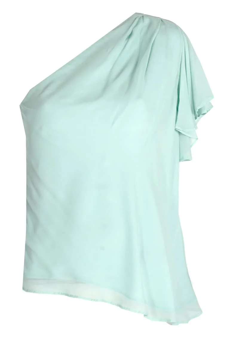 Bluza cu decolteu pe un umar, Verde pastel,, Verde