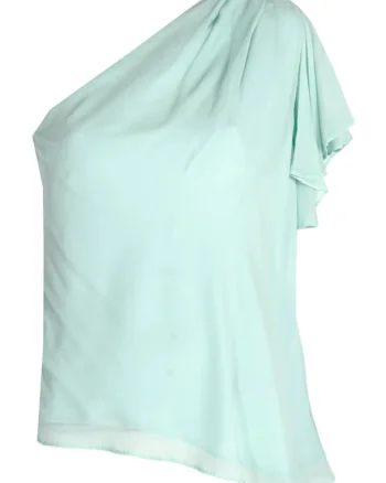 Bluza cu decolteu pe un umar, Verde pastel,, Verde