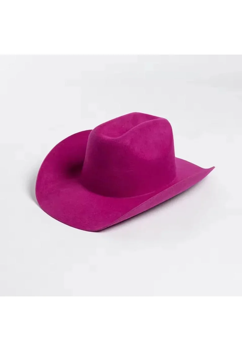 Palarie Fedora, mov, din lana, stil cowboy, reglabila, Roz