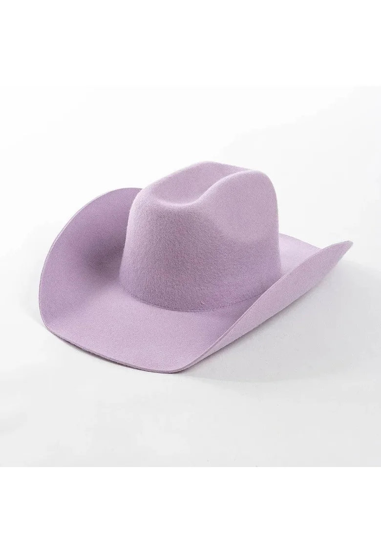 Palarie Fedora, mov, din lana, stil cowboy, reglabila, Mov