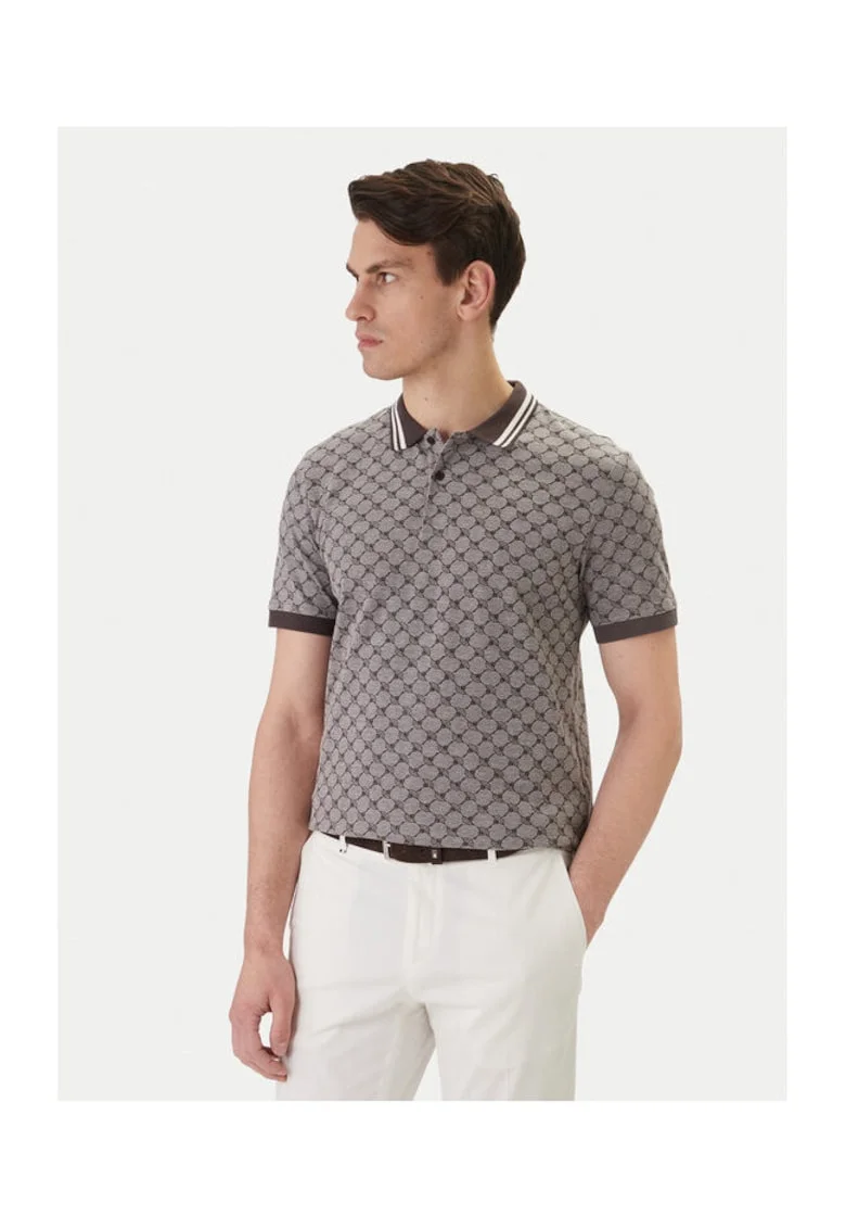 Tricou barbati,  bumbac, cu guler, maro,