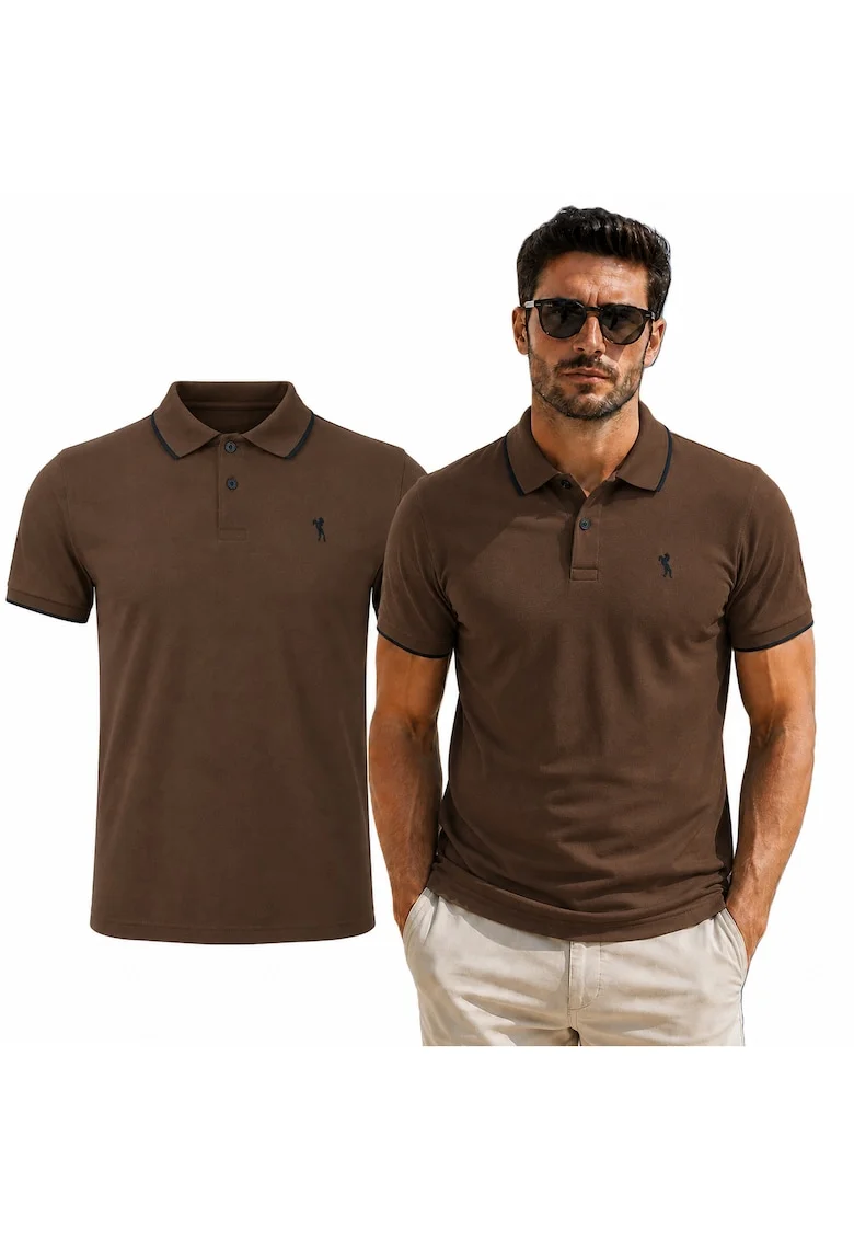 Tricou polo cu detaliu logo in piept, Maro