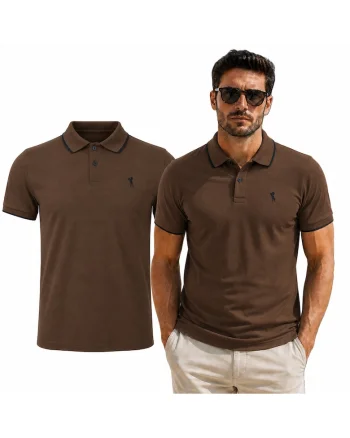 Tricou polo cu detaliu logo in piept, Maro